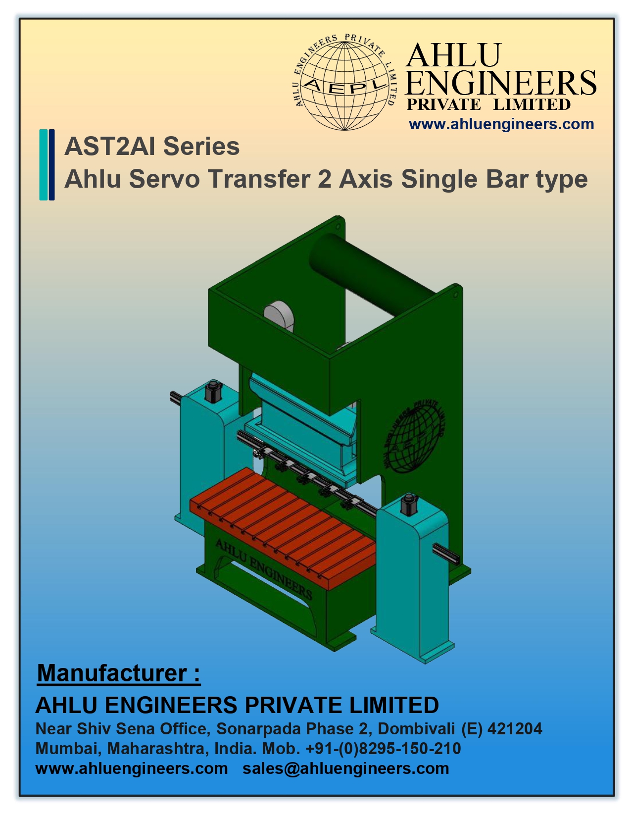Ahlu Servo Transfer 2 Axis Single Bar type- AST2AI Catalogue